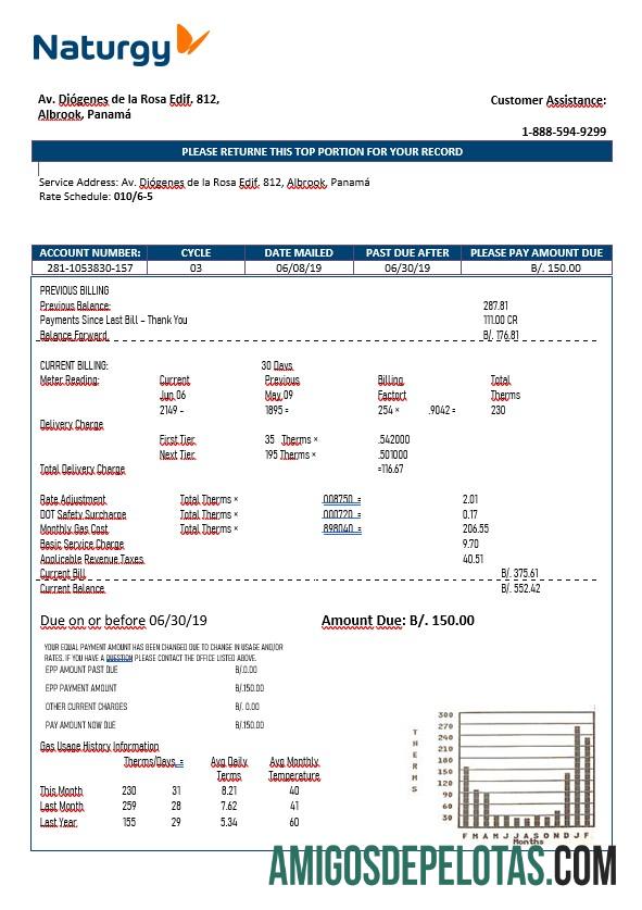 Companhia de Eletricidade Naturgy do Panamá em formato Word amostra